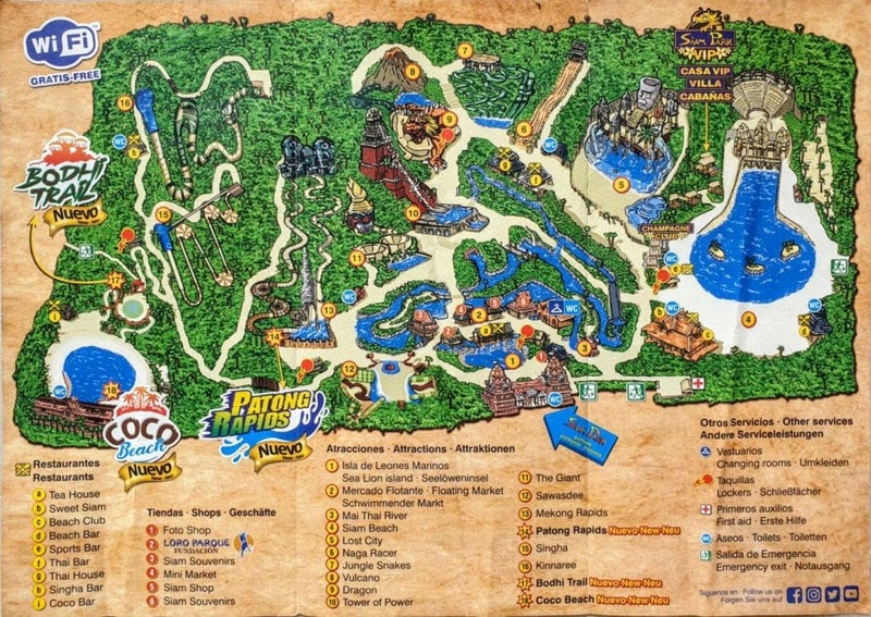 Mapa Siam Park